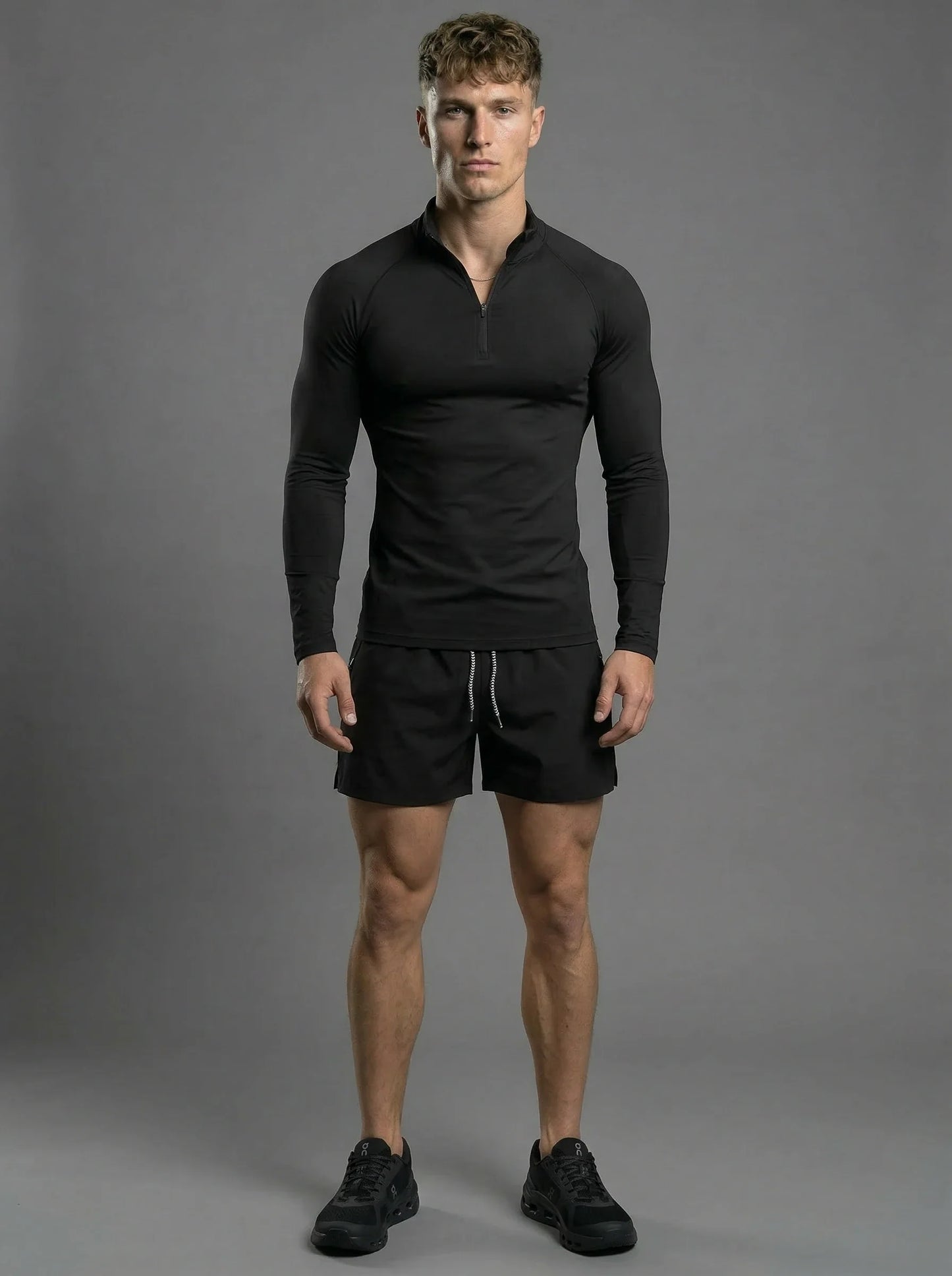Sudadera Deportiva Ajustada V-Taper con Cierre 1/4
