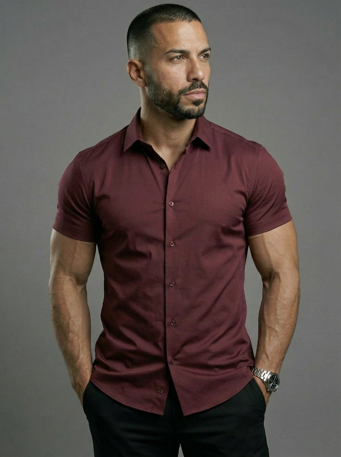 Camisa Ajustada Stretch para Hombre – Corte Atlético