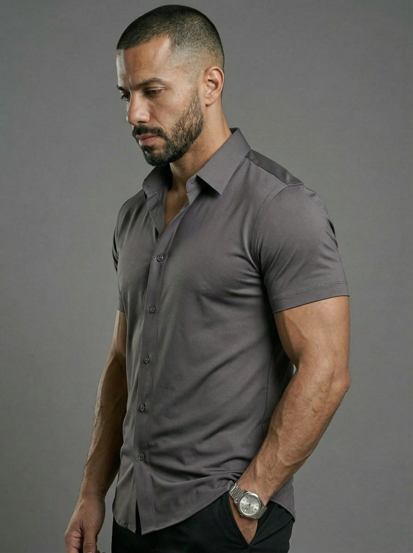 Camisa Ajustada Stretch para Hombre – Corte Atlético