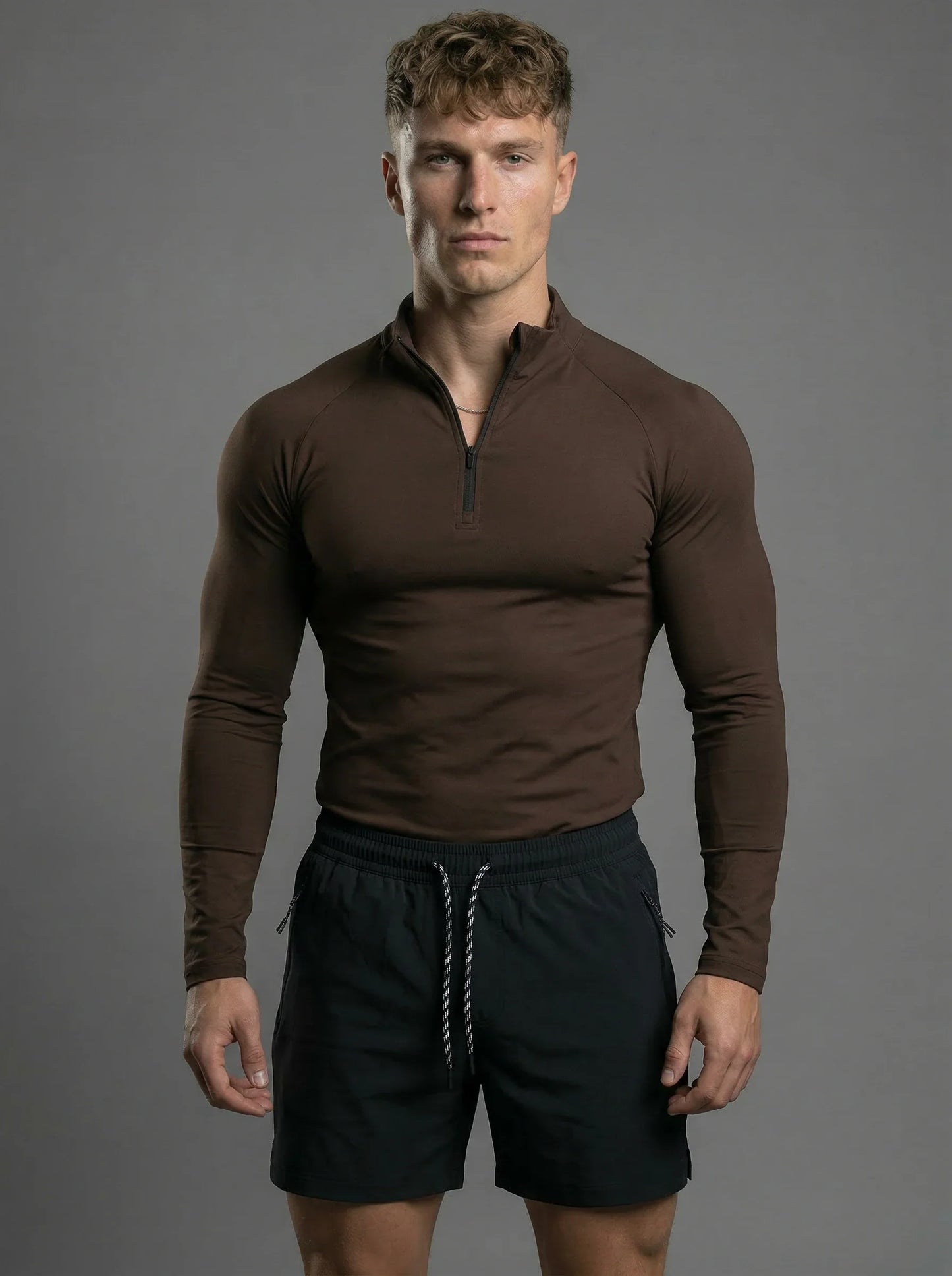 Sudadera Deportiva Ajustada V-Taper con Cierre 1/4