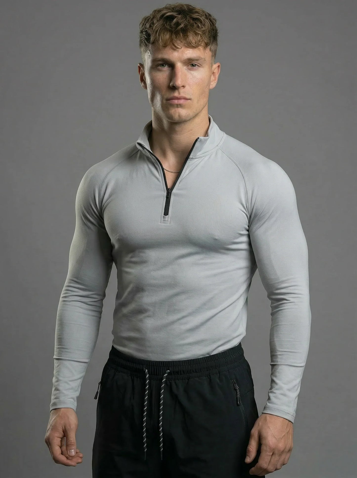 Sudadera Deportiva Ajustada V-Taper con Cierre 1/4