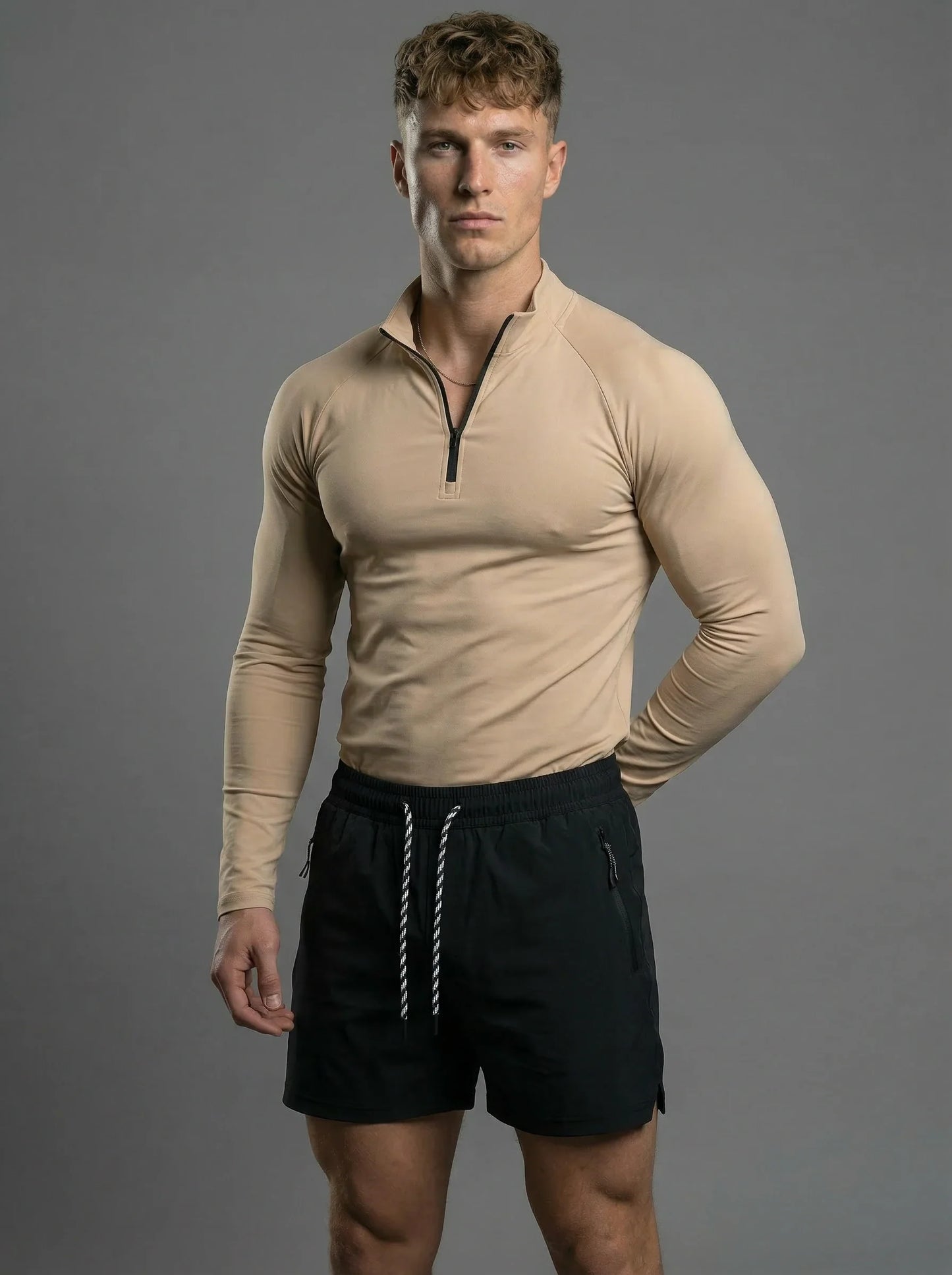 Sudadera Deportiva Ajustada V-Taper con Cierre 1/4